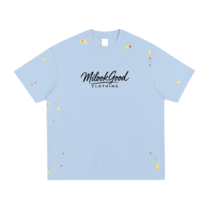 Paint Splatter T-Shirt - Light Blue, M