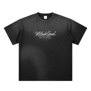 Hand-Frayed Sunfade Paint Splatter T-Shirt - Black, S