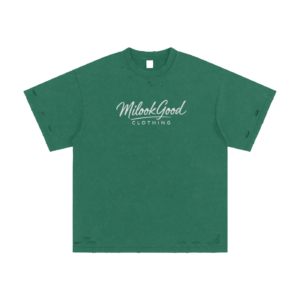 Heavyweight Snow Washed Hand-Frayed T-Shirt - Dark Green, 2XL
