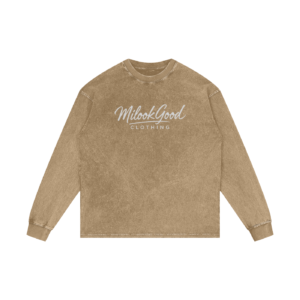 Acid Wash Oversize Long Sleeve T-Shirt - Honey Peach, XL