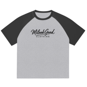 Color-Blocked Raglan Sleeve T-shirt - Gray with Dark Gray, M