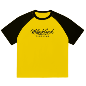 Color-Blocked Raglan Sleeve T-shirt - Yellow with Black, M