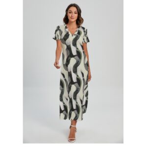 Women's V-neck Dress With Side Slit