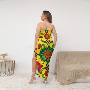 Women's Oblique-Shoulder Exposure Dress With Side Split (Plus Size)