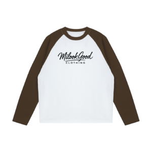 Color-Blocked Raglan Long-Sleeve T-Shirt - White with Coffee, XL