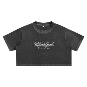 Women's Snow Washed Cotton Crop Top - Classic Black, L