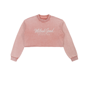 Women's Snow Washed Raw Edge Cropped Sweatshirt - Pink, S