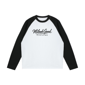 Color-Blocked Raglan Long-Sleeve T-Shirt - White with Black, S