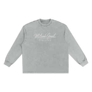 Snow Washed Oversize Long Sleeve T-shirt - Light Gray, M