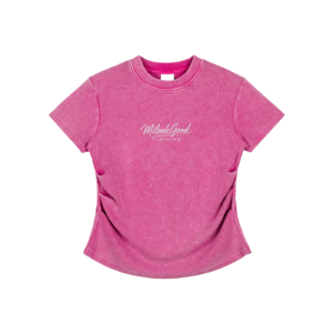 Vintage-Wash Bodycon Cotton T-Shirt - Rose Red, L