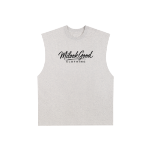 Raw Edge Cotton Tank Top - Flower Gray, L