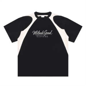 Contrast Panel Cotton T-Shirt - Black, L