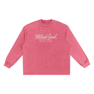 Snow Washed Oversize Long Sleeve T-shirt - Pink, M