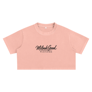 Women's Snow Washed Cotton Crop Top - Shrimp Skin Powder, L