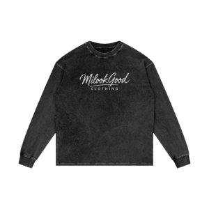 Acid Wash Oversize Long Sleeve T-Shirt - Black Beauty, S