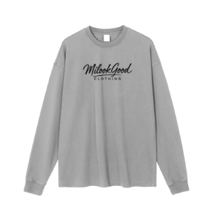 Enzyme Washed Long Sleeve T-shirt - Medium Gray, M
