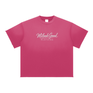 Sun Fade Raw Edge T-Shirt - Rose Red, S