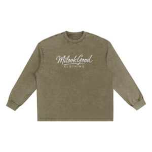 Snow Washed Oversize Long Sleeve T-shirt - Stone Gray, 2XL