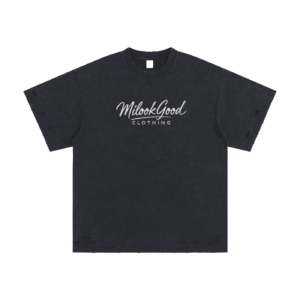 Heavyweight Snow Washed Hand-Frayed T-Shirt - Dark Gray, M