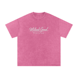 Acid Wash Oversize T-Shirt - Rose Red, XL