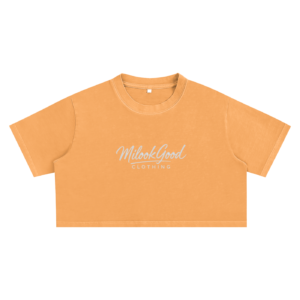 Women's Snow Washed Cotton Crop Top - Orange, S