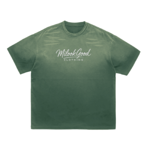 Vintage Washed Tiger Stripes Dyed Gradient T-Shirt - Dark Green, L