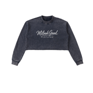 Women's Snow Washed Raw Edge Cropped Sweatshirt - Royal Blue, XL