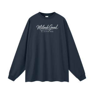 Streetwear Unisex Cotton Long Sleeve Tee - Navy, XL