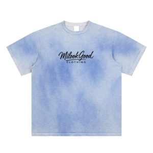 Sun Fade Hand-Painted T-Shirt - Sky Blue, 2XL