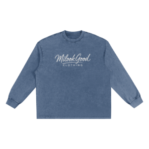 Snow Washed Oversize Long Sleeve T-shirt - Royal Blue, 2XL