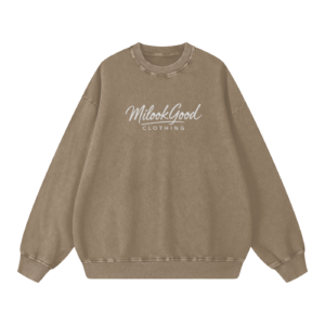 Acid Wash Oversize Sweatshirt - Stone Gray, M