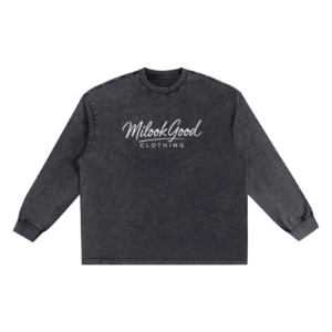 Snow Washed Oversize Long Sleeve T-shirt - Black, M