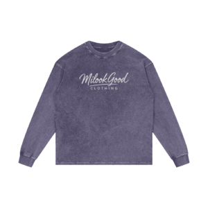 Acid Wash Oversize Long Sleeve T-Shirt - Purple Haze, L