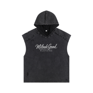 Snow Washed Boxy Hooded Tank Top - Black, L