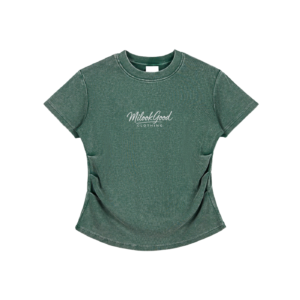 Vintage-Wash Bodycon Cotton T-Shirt - Green, S