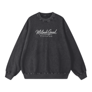 Acid Wash Oversize Sweatshirt - Black, L