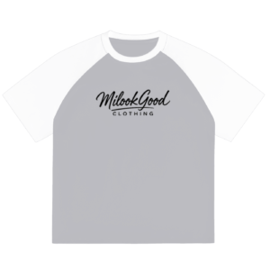 Color-Blocked Raglan Sleeve T-shirt - Gray with White, S