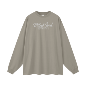 Streetwear Unisex Cotton Long Sleeve Tee - Gray Camel, M