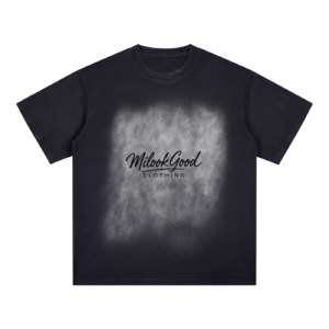 Square Patch Monkey Washed Drop Shoulder T-Shirt - Black, S