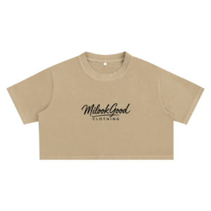 Women's Snow Washed Cotton Crop Top - Khaki, L