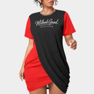 Women’s Stacked Hem Dress With Short Sleeve Plus Size）