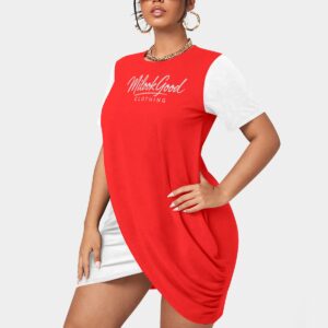 Women’s Stacked Hem Dress With Short Sleeve Plus Size)