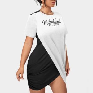 Women’s Stacked Hem Dress With Short Sleeve Plus Size)