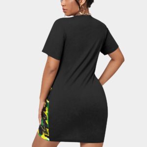 Women’s Stacked Hem Dress With Short Sleeve Plus Size） - 3XL