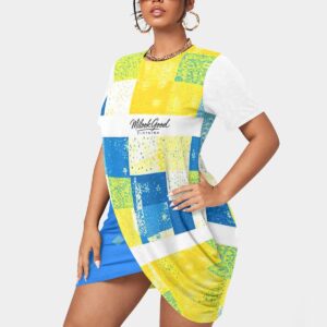 Women’s Stacked Hem Dress With Short Sleeve Plus Size)