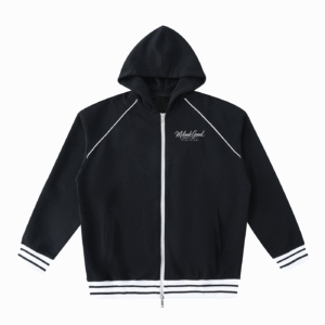 Striped Trim Zip-Up Hoodie
