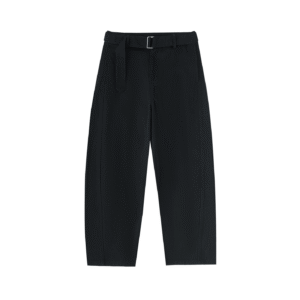 Twisted-Seam Belted Curved-Blade Pants