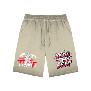 Unisex Reverse Dyed Sweat shorts - Khaki, L