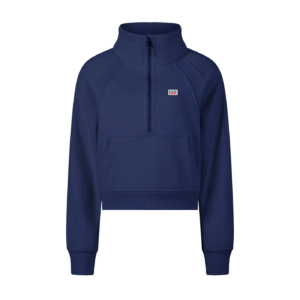 Cropped Half-Zip Sweatshirt - Navy Blue, 2-4