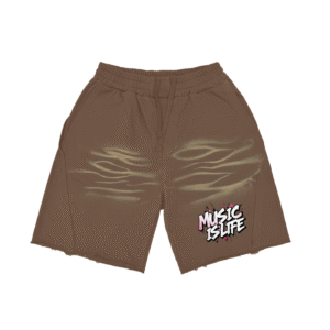 Unisex Vintage Washed Tiger Stripes Short Pants - Coffee, L
